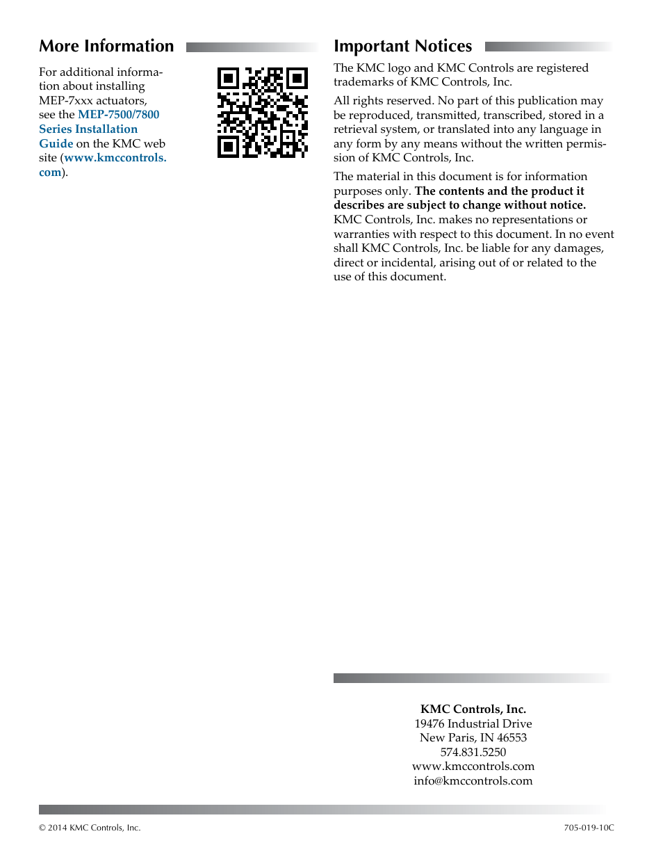More information, Important notices | KMC Controls HLO-1020 User Manual | Page 2 / 2