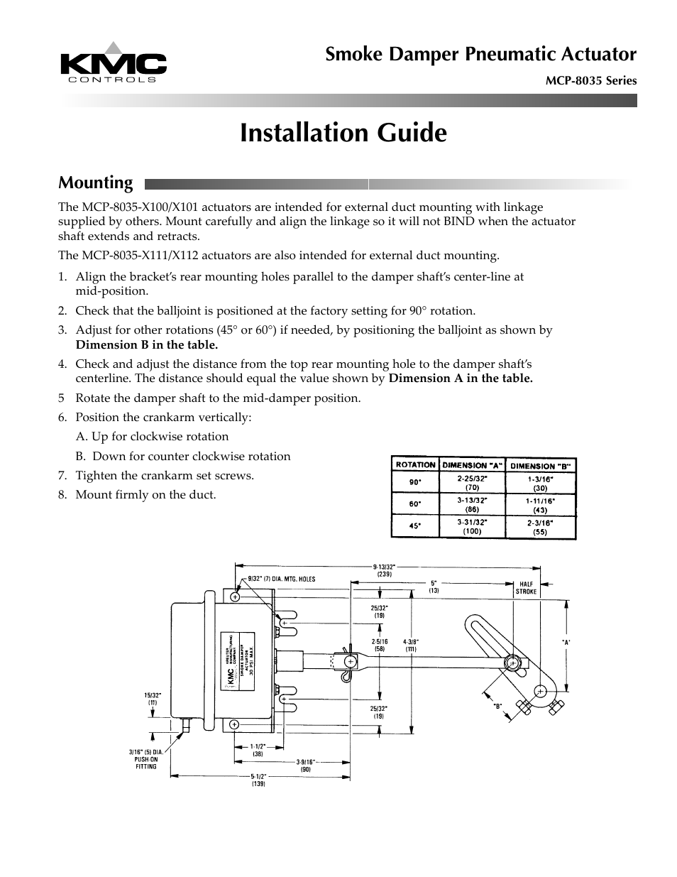 KMC Controls MCP-8035 Series User Manual | 2 pages