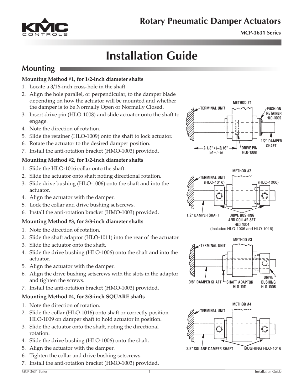 KMC Controls MCP-3631 Series User Manual | 2 pages