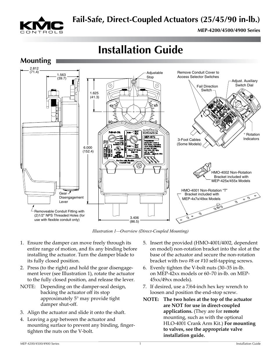 KMC Controls MEP-4900 User Manual | 4 pages