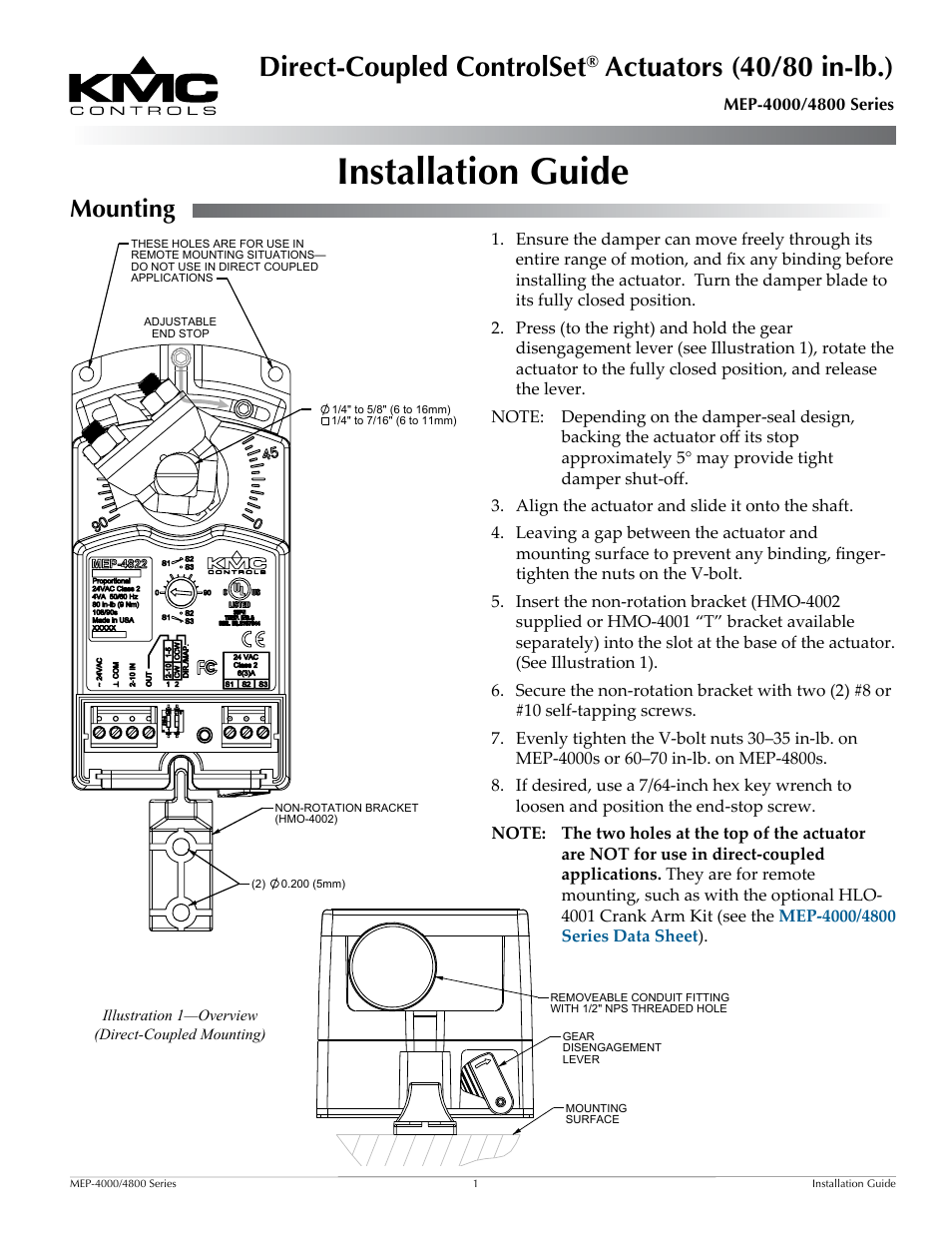 KMC Controls MEP-4800 Series User Manual | 4 pages