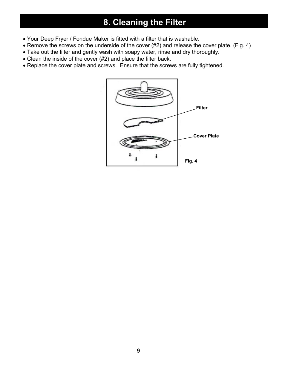 Cleaning the filter | Bravetti COOL-TOUCH EP64 User Manual | Page 10 / 12