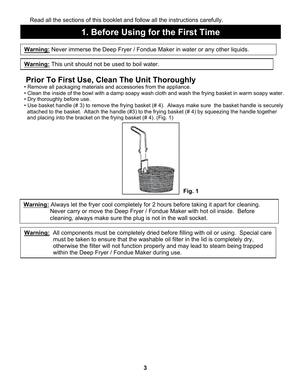 Before using for the first time, Prior to first use, clean the unit thoroughly | Bravetti COOL-TOUCH EP64 User Manual | Page 4 / 12