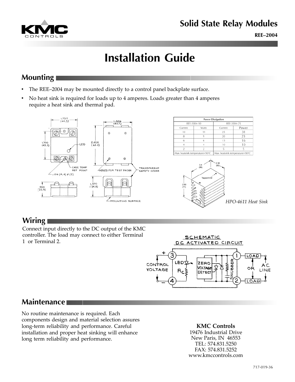 KMC Controls REE–2004 User Manual | 1 page