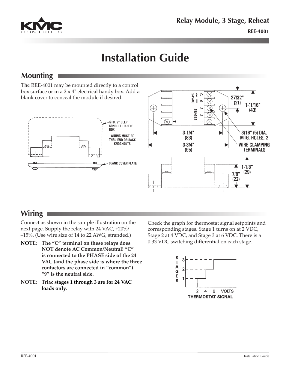 KMC Controls REE-4001 User Manual | 2 pages