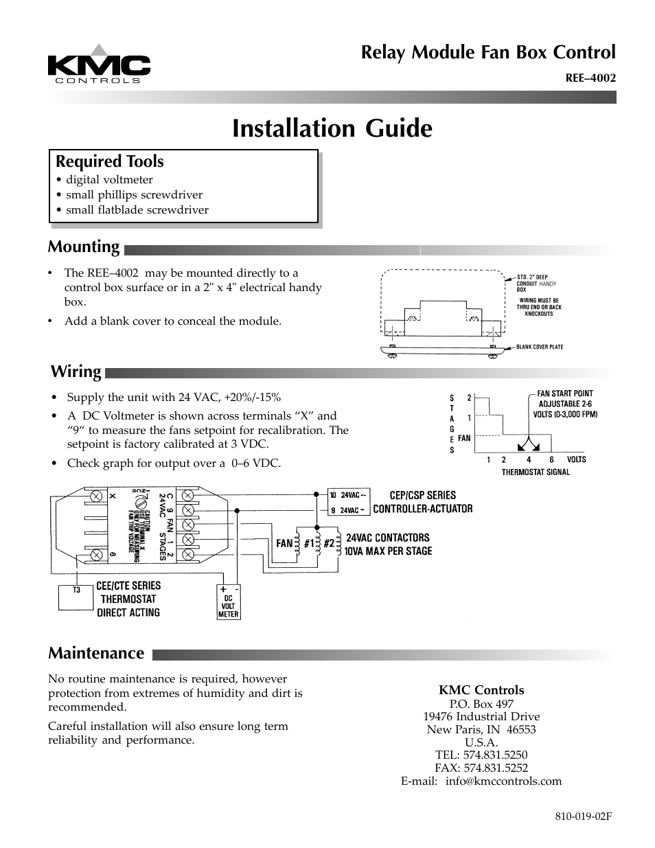 KMC Controls REE–4002 User Manual | 1 page