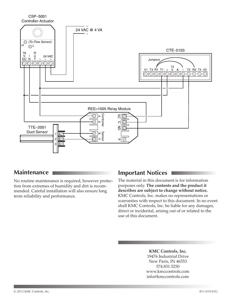 Maintenance, Important notices | KMC Controls REE-1005 User Manual | Page 2 / 2