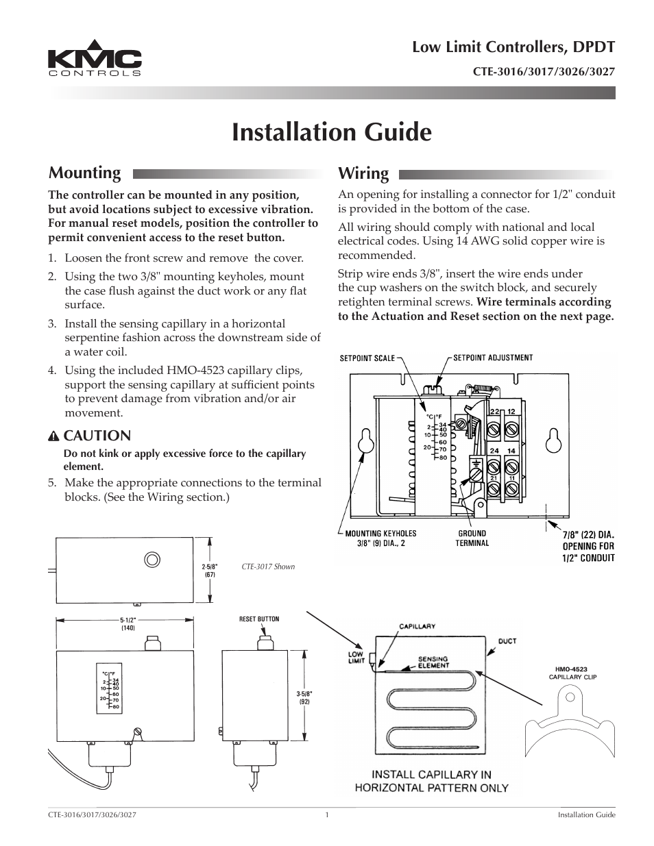 KMC Controls CTE-3027 User Manual | 2 pages