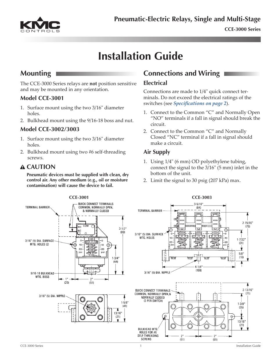 KMC Controls CCE-3000 Series User Manual | 2 pages