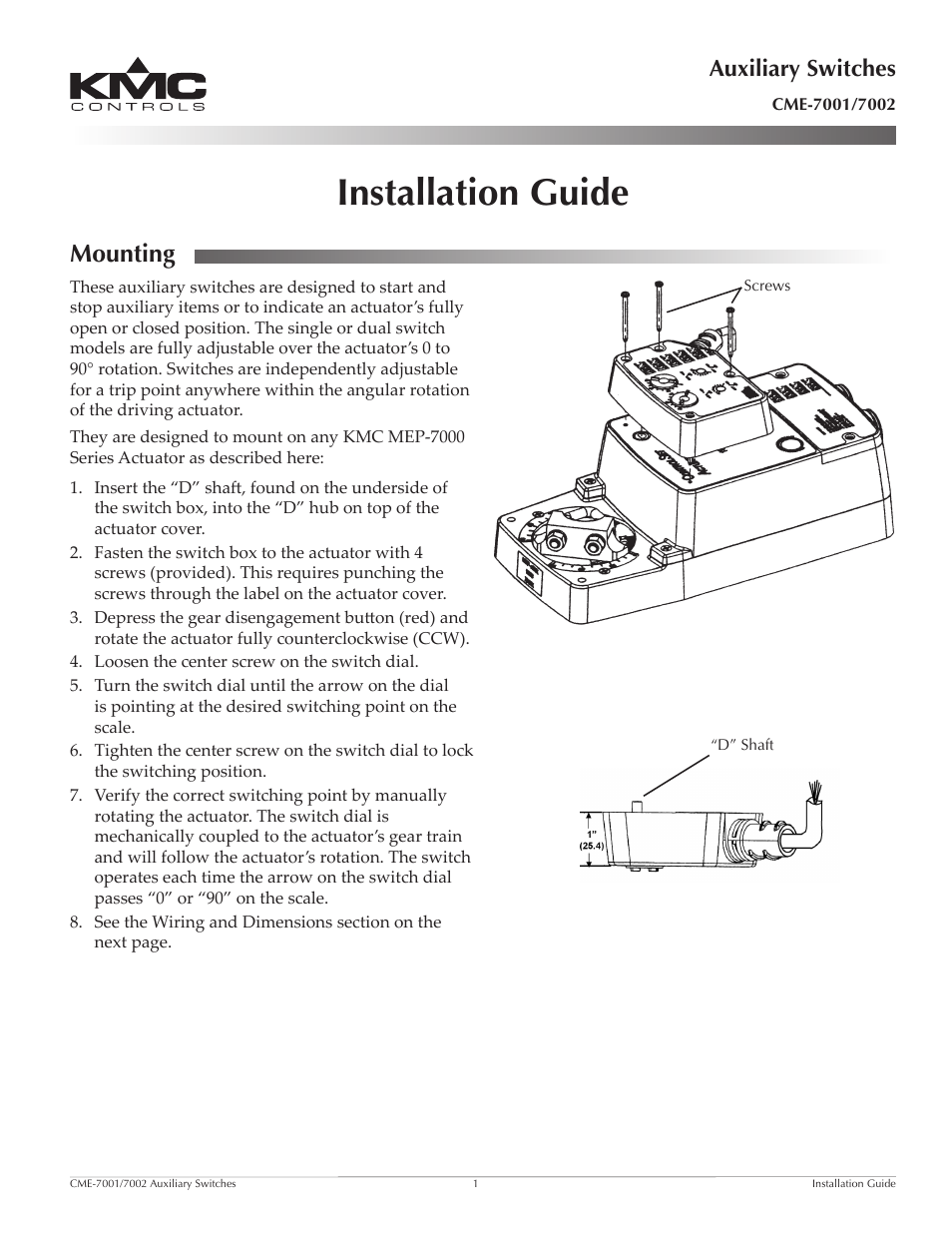 KMC Controls CME-7002 User Manual | 2 pages