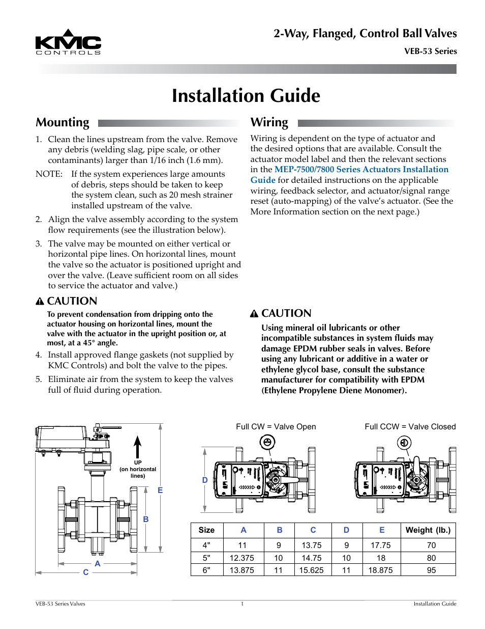 KMC Controls VEB-53 Series User Manual | 2 pages