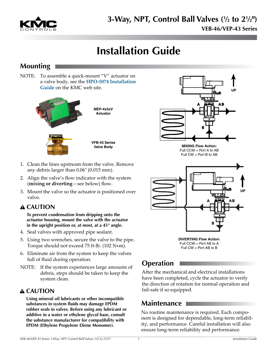 KMC Controls VEP-43 Series User Manual | 2 pages