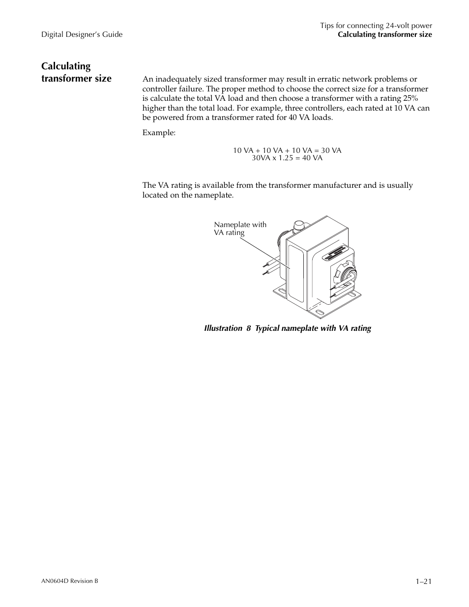 Calculating transformer, Size, Calculating transformer size | KMC Controls XEE-6311 User Manual | Page 7 / 8