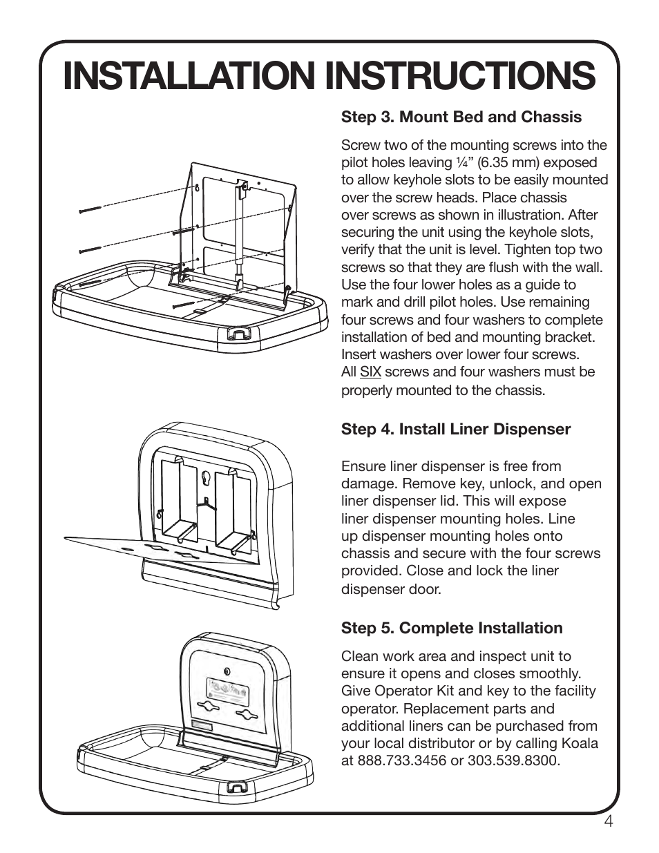 Installation instructions | Koala Kare KB200 User Manual | Page 5 / 20