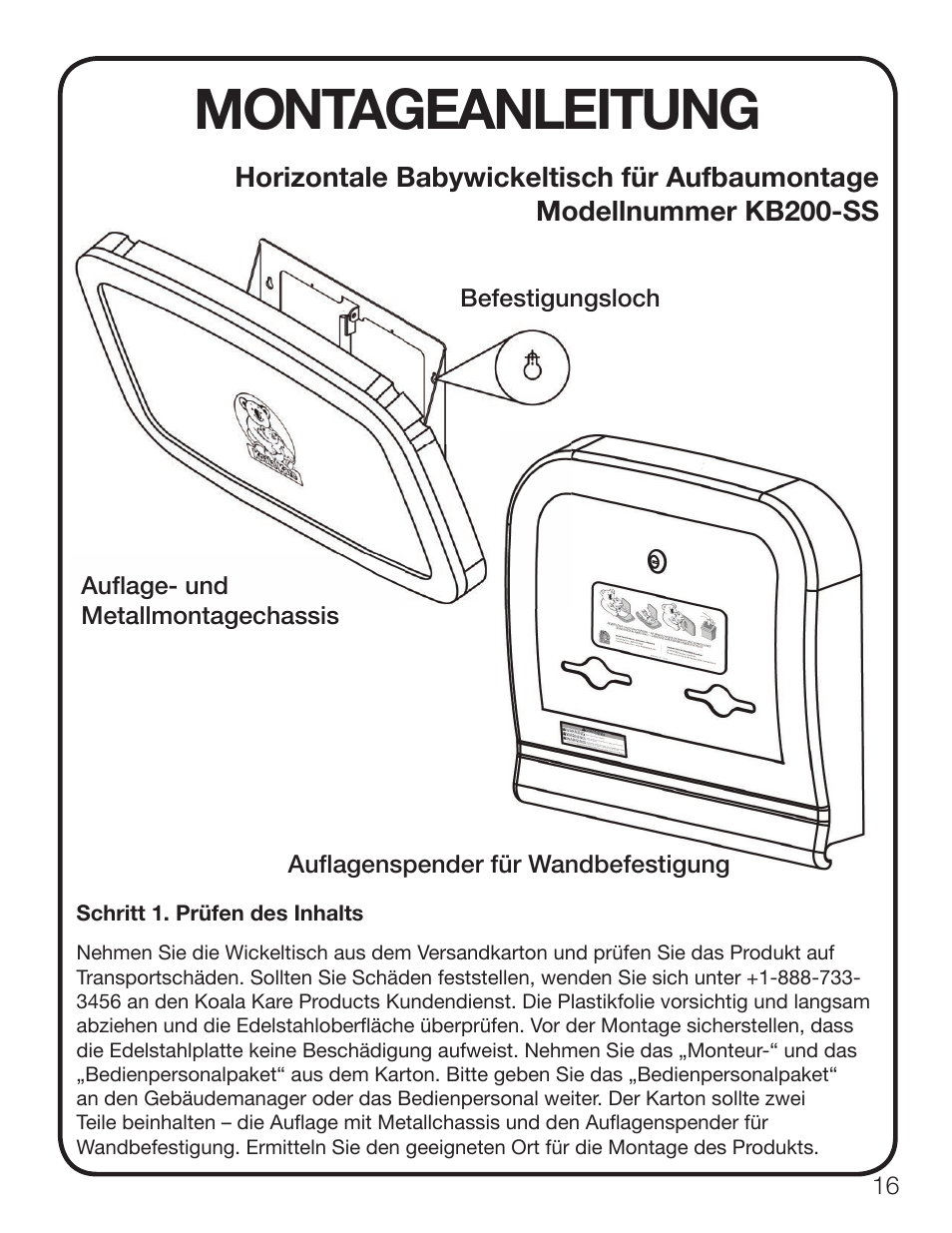 Montageanleitung | Koala Kare KB200-SS User Manual | Page 17 / 20