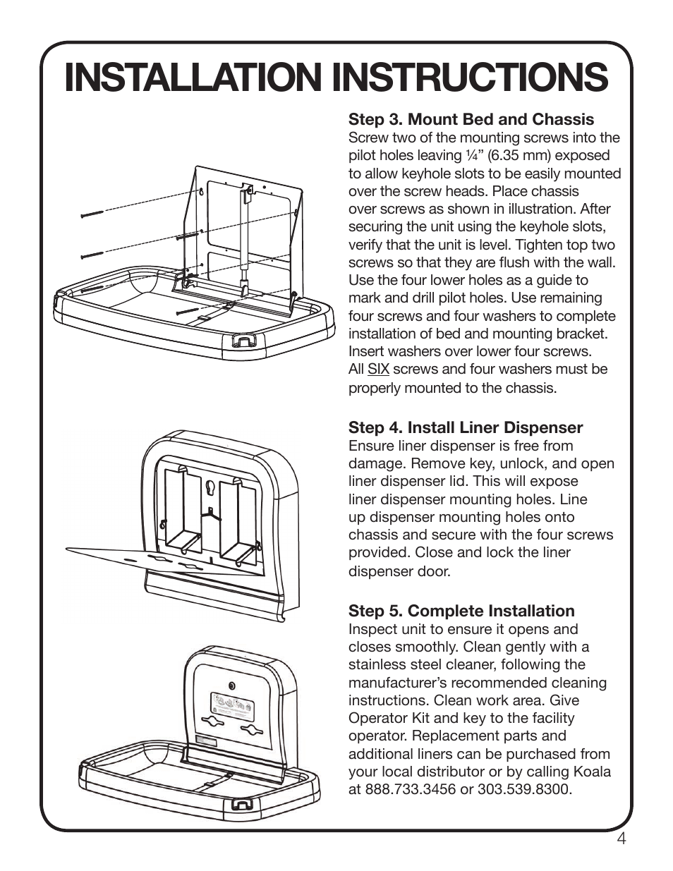 Installation instructions | Koala Kare KB200-SS User Manual | Page 5 / 20