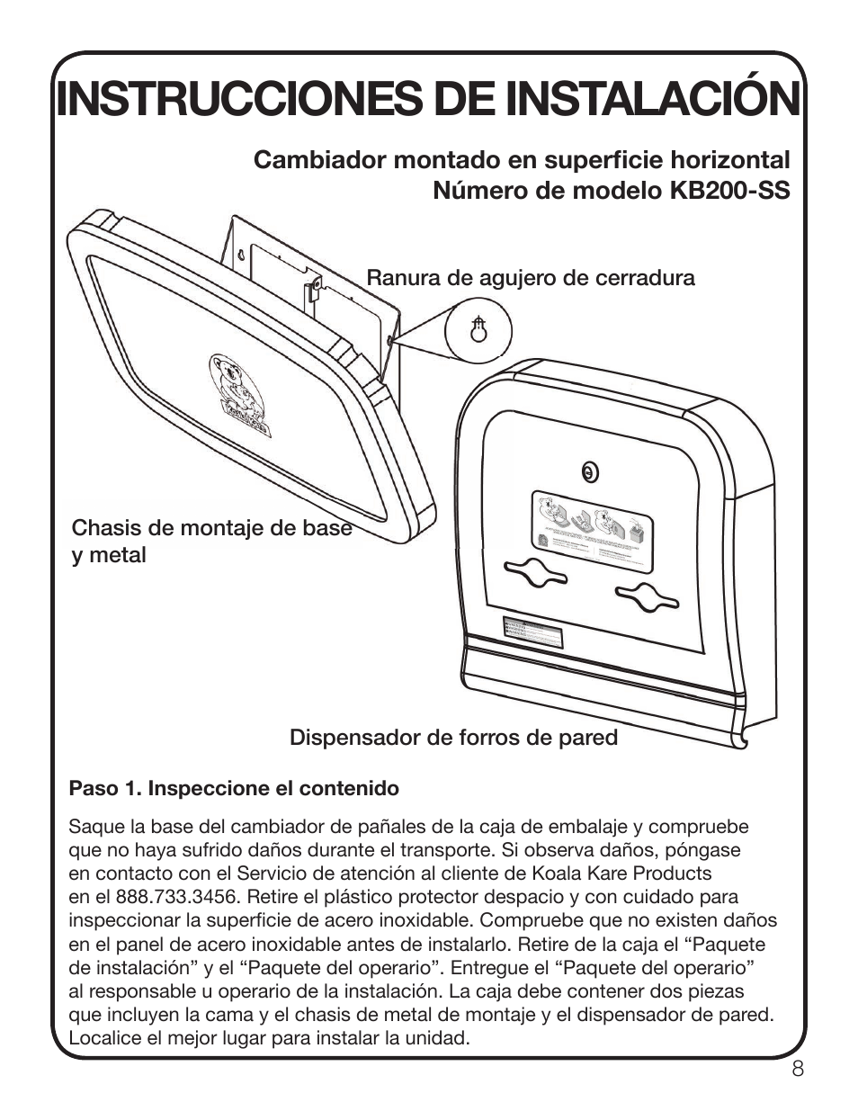 Instrucciones de instalación | Koala Kare KB200-SS User Manual | Page 9 / 20