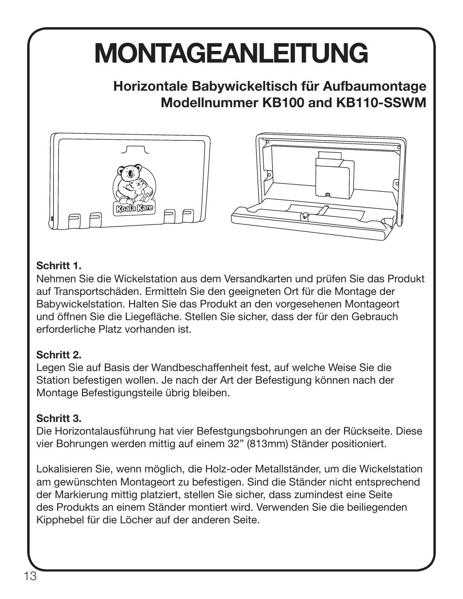 Montageanleitung | Koala Kare KB100 User Manual | Page 14 / 16