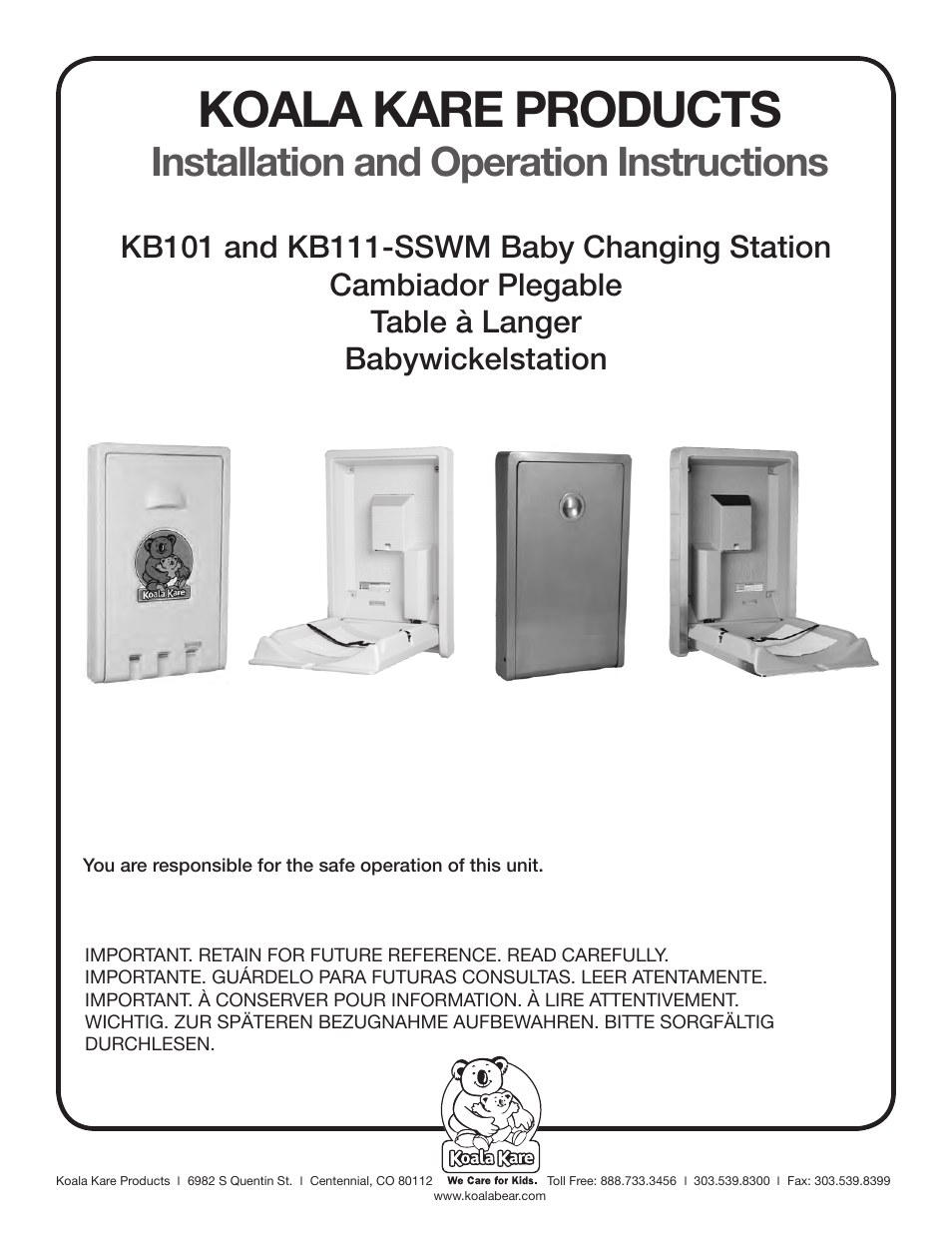 Koala Kare KB111-SSWM User Manual | 15 pages
