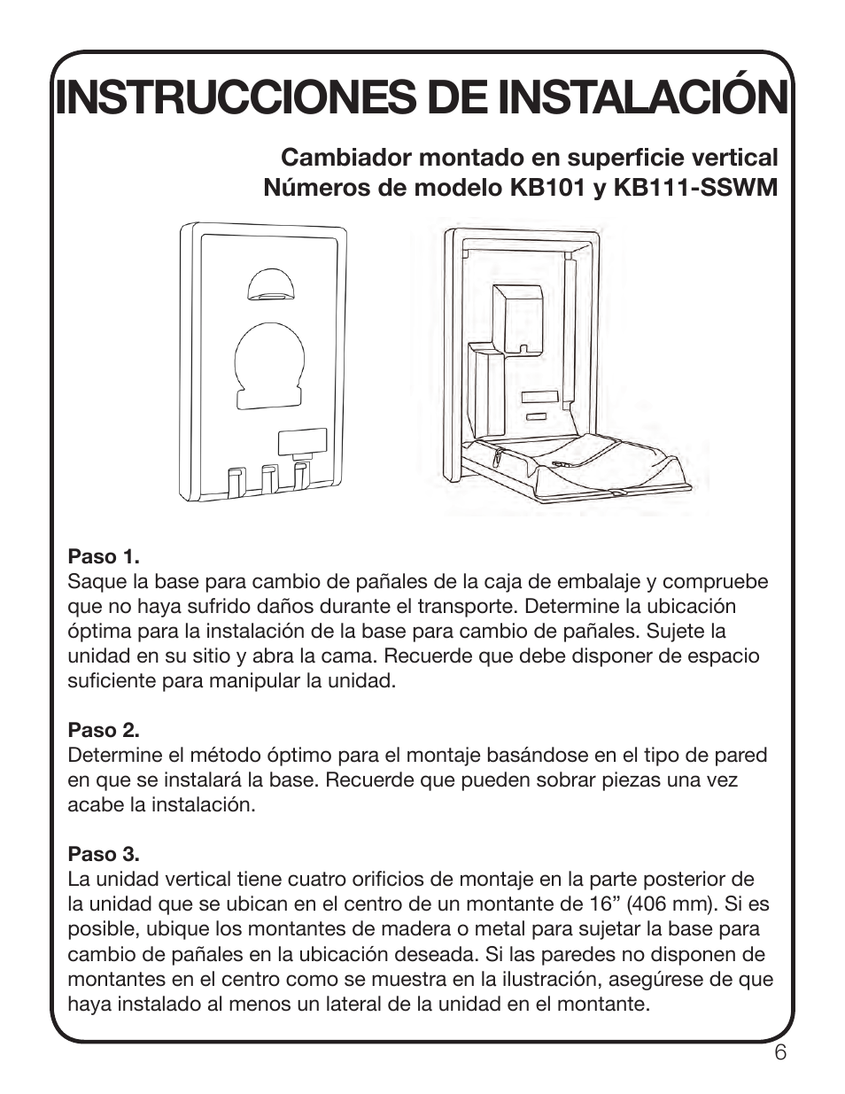Instrucciones de instalación | Koala Kare KB111-SSWM User Manual | Page 7 / 15