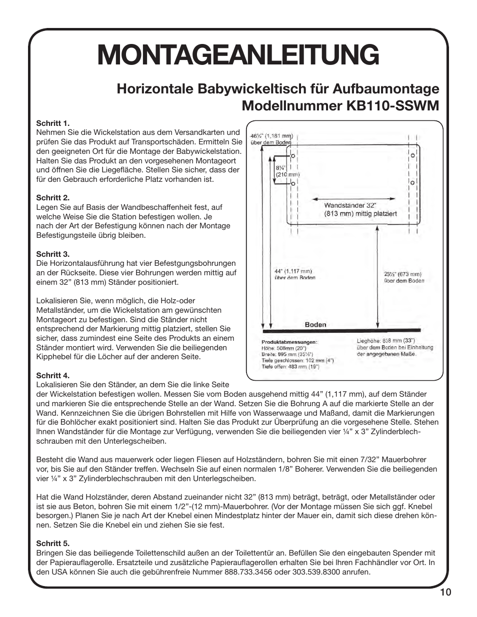 Montageanleitung | Koala Kare KB110-SSWM User Manual | Page 11 / 12