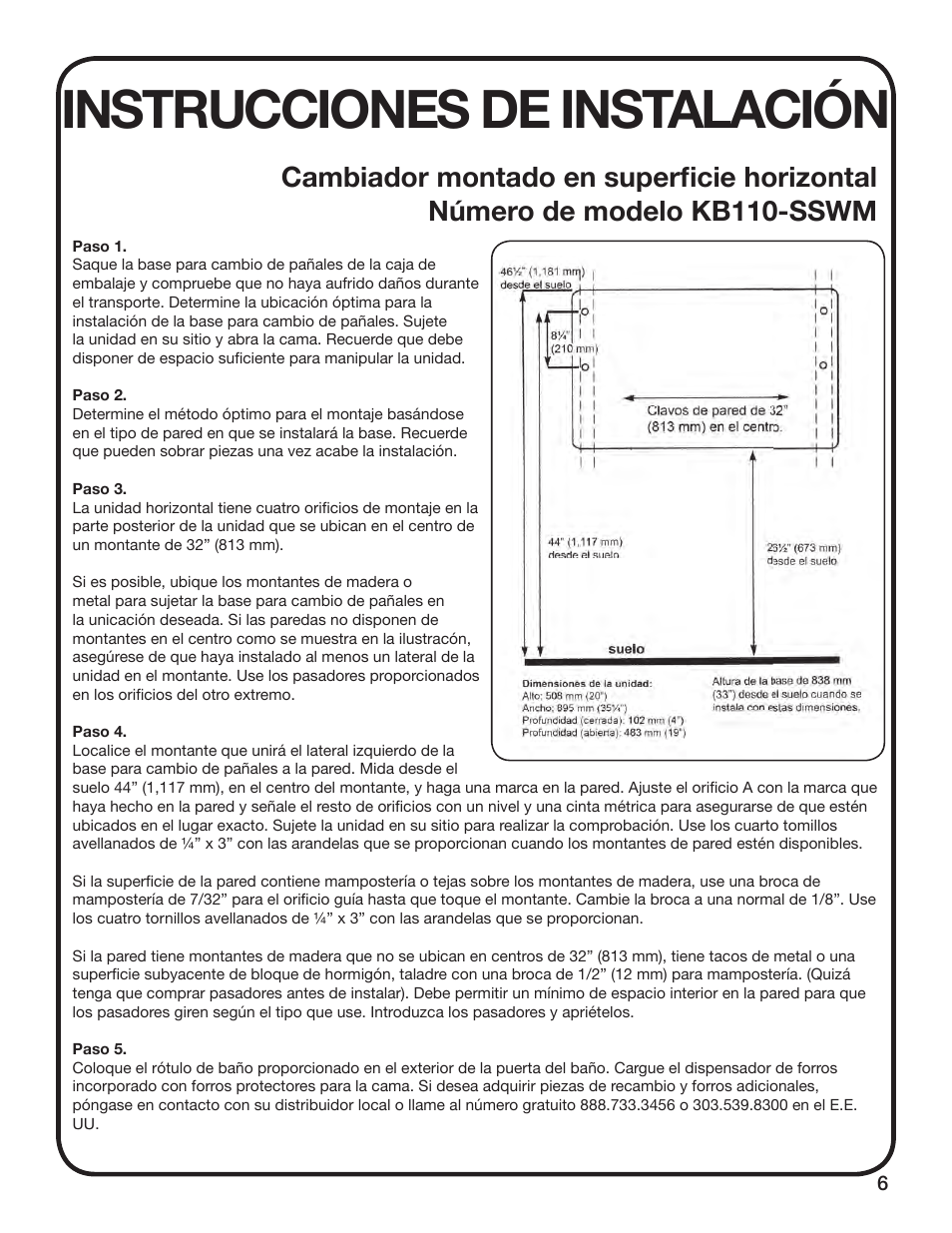 Instrucciones de instalación | Koala Kare KB110-SSWM User Manual | Page 7 / 12