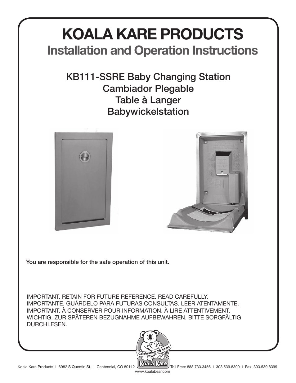 Koala Kare KB111-SSRE User Manual | 4 pages