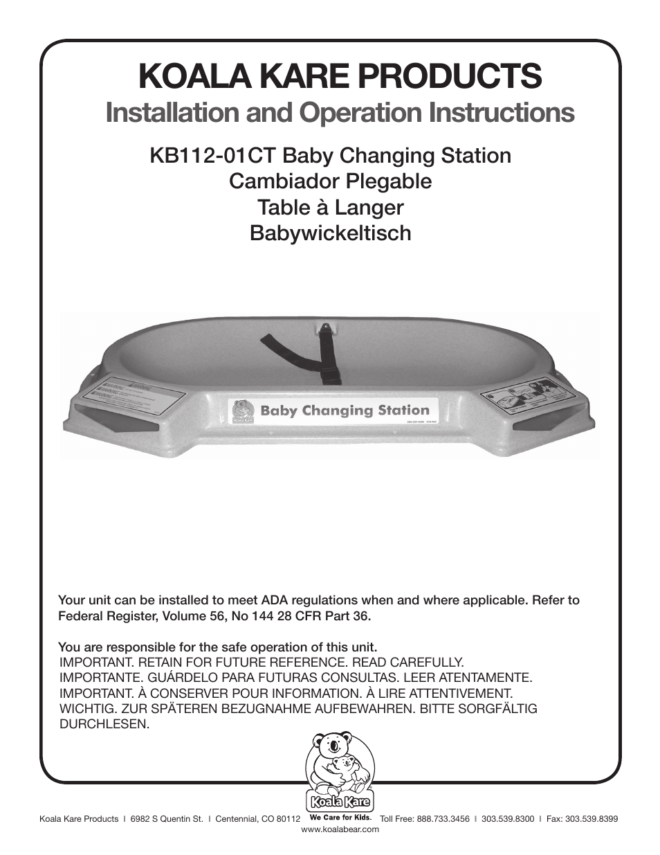 Koala Kare KB112-01CT User Manual | 4 pages