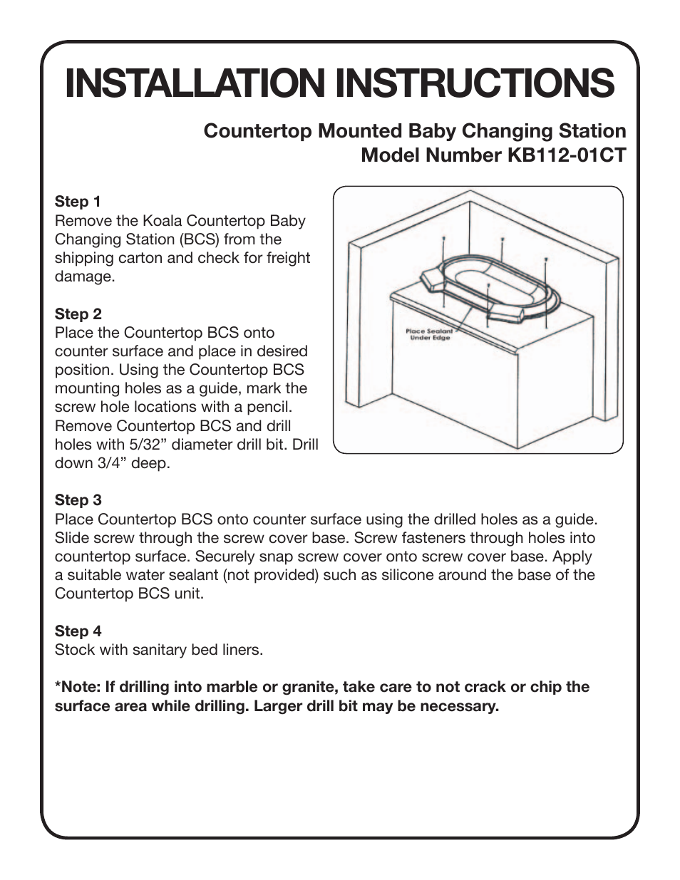 Installation instructions | Koala Kare KB112-01CT User Manual | Page 3 / 4
