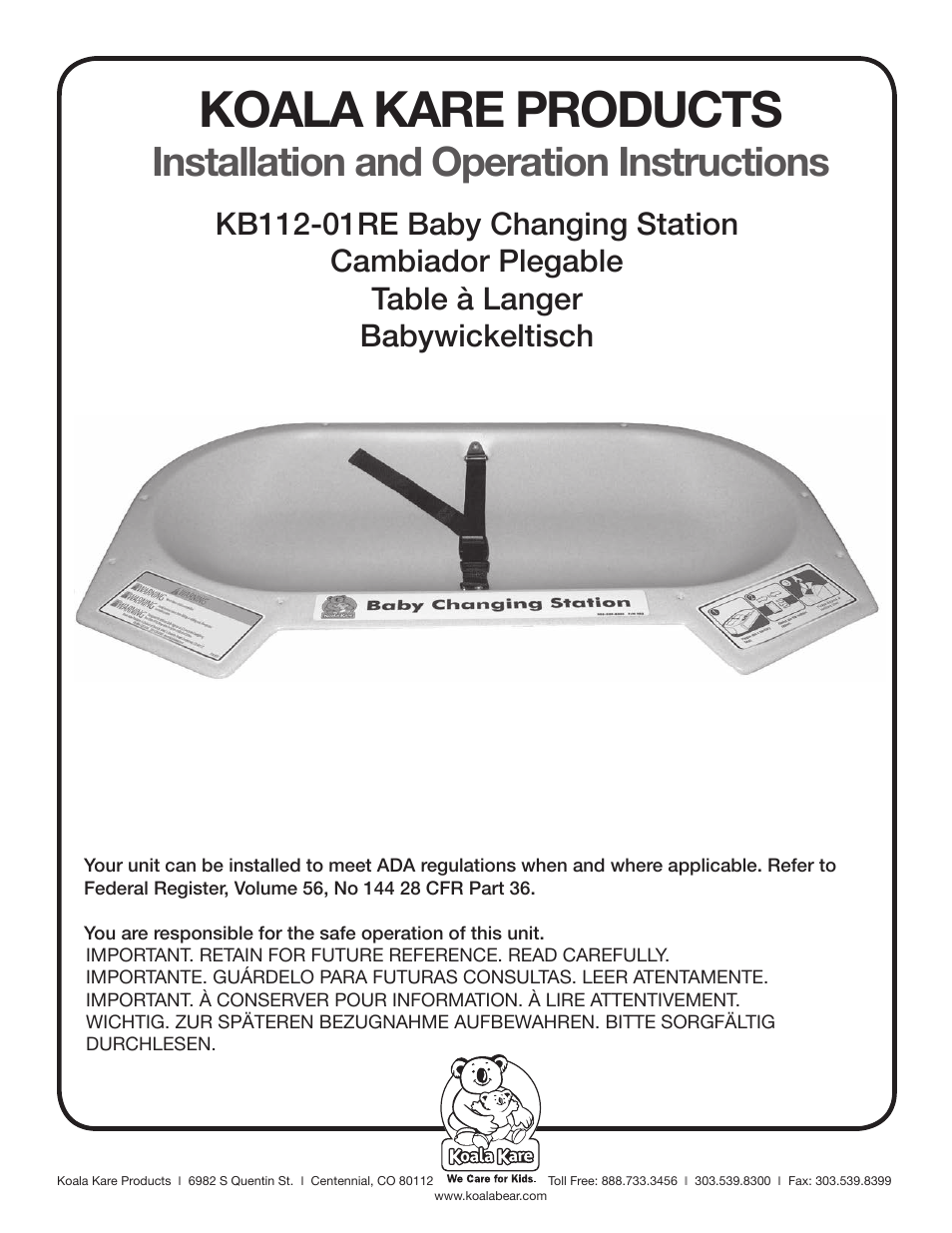Koala Kare KB112-01RE User Manual | 4 pages