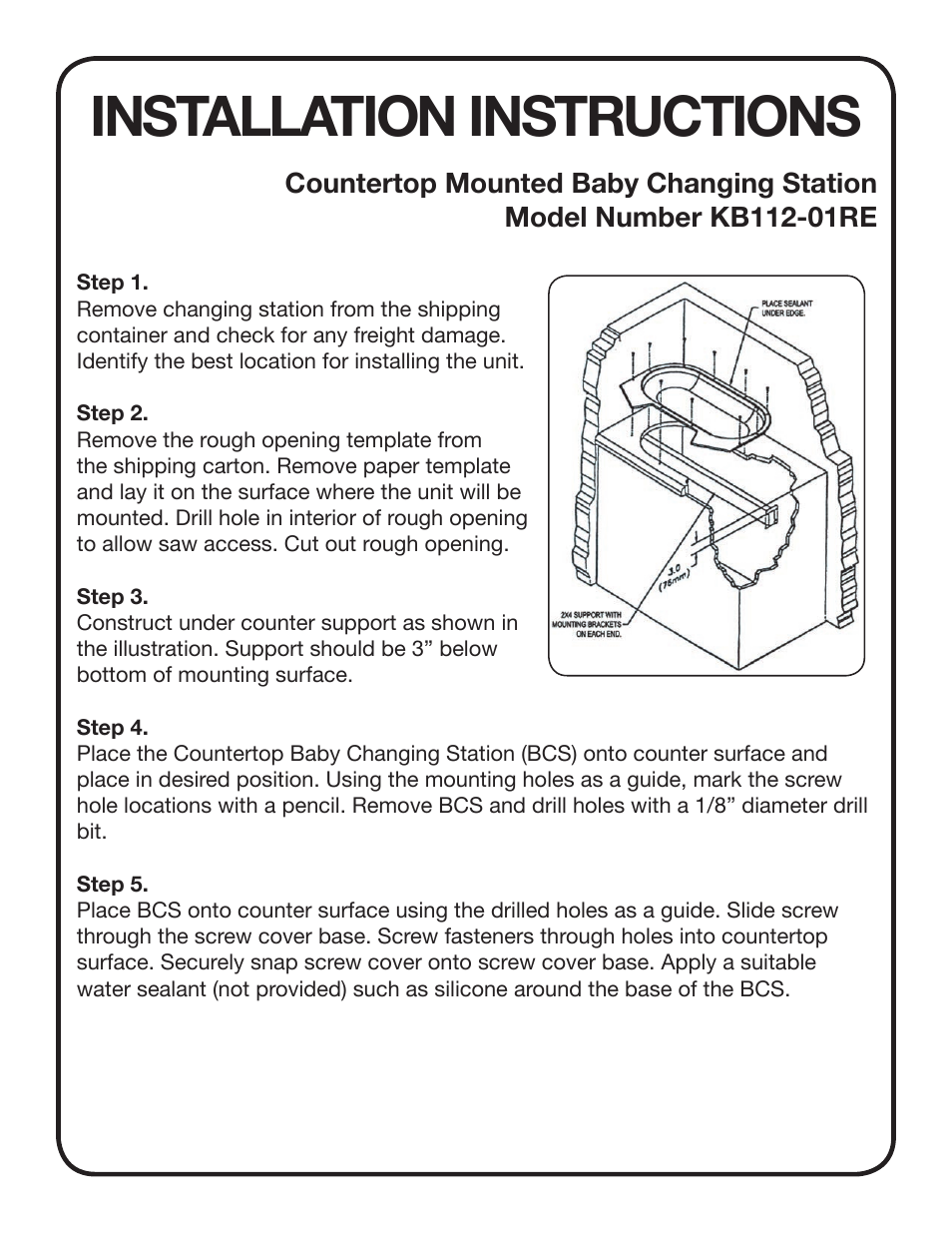 Installation instructions | Koala Kare KB112-01RE User Manual | Page 3 / 4