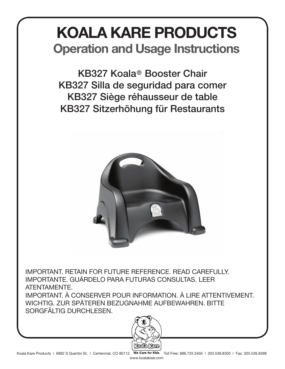 Koala Kare KB327 User Manual | 8 pages