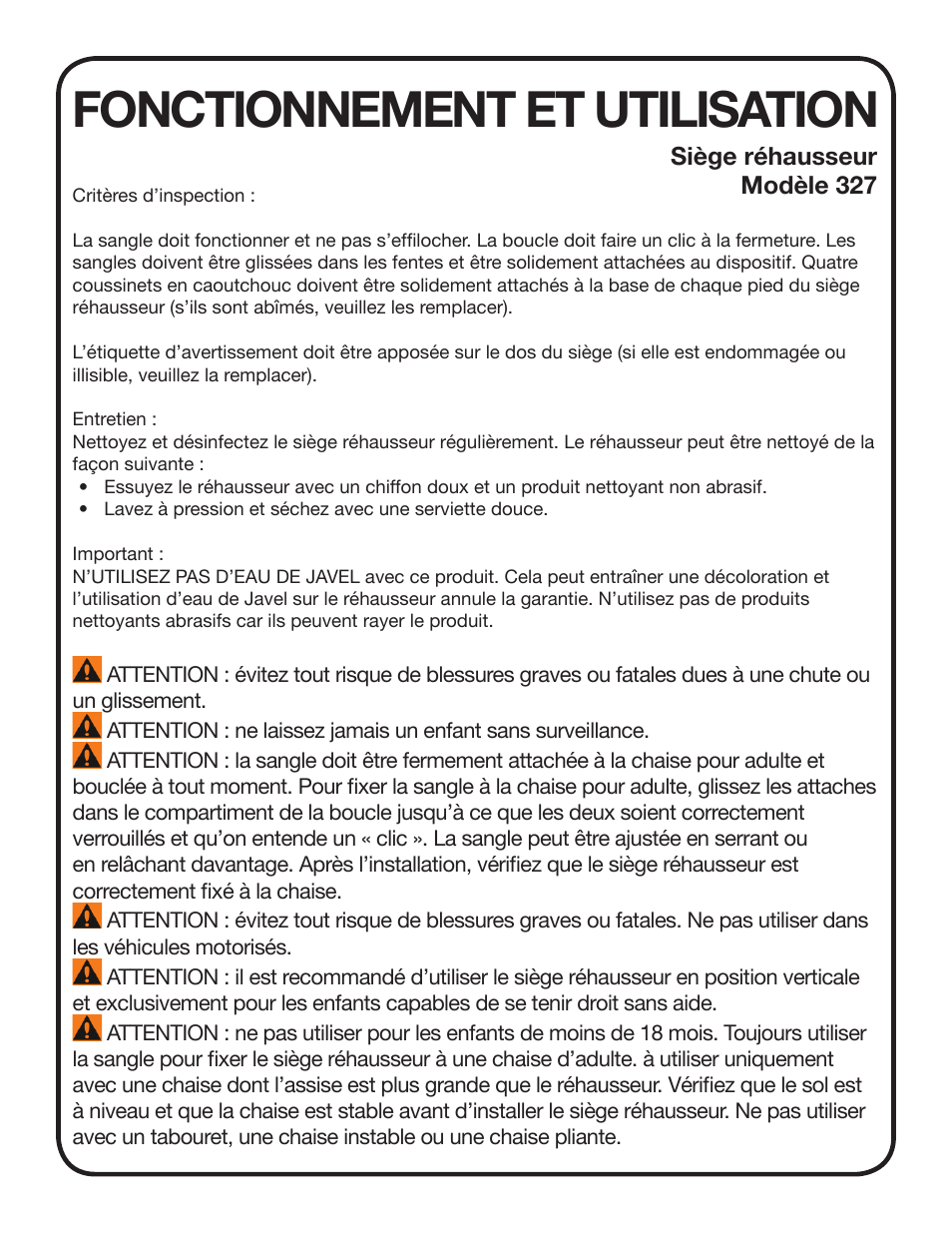 Fonctionnement et utilisation | Koala Kare KB327-INB User Manual | Page 5 / 8