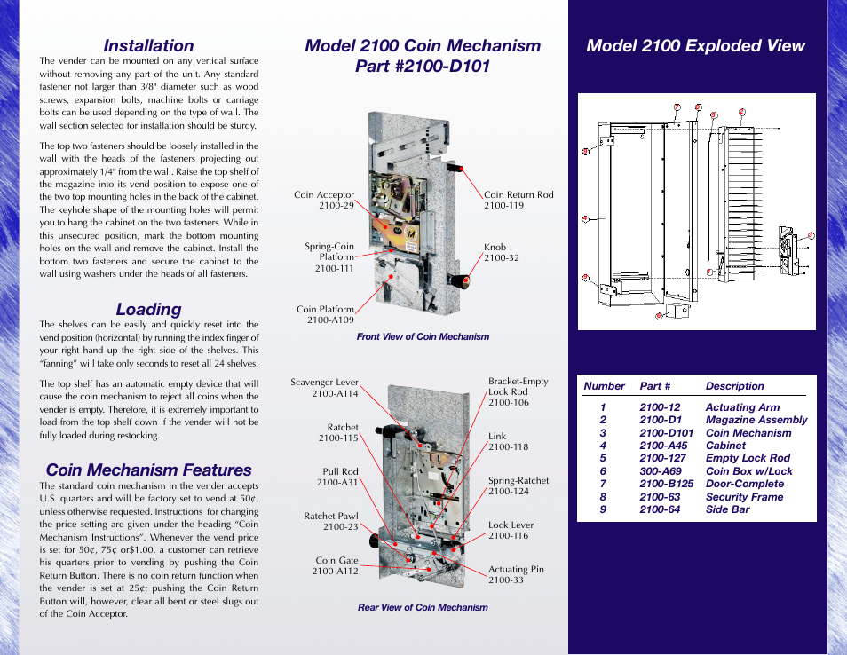 Loading, Coin mechanism features | Koala Kare KB143-SS User Manual | Page 2 / 2