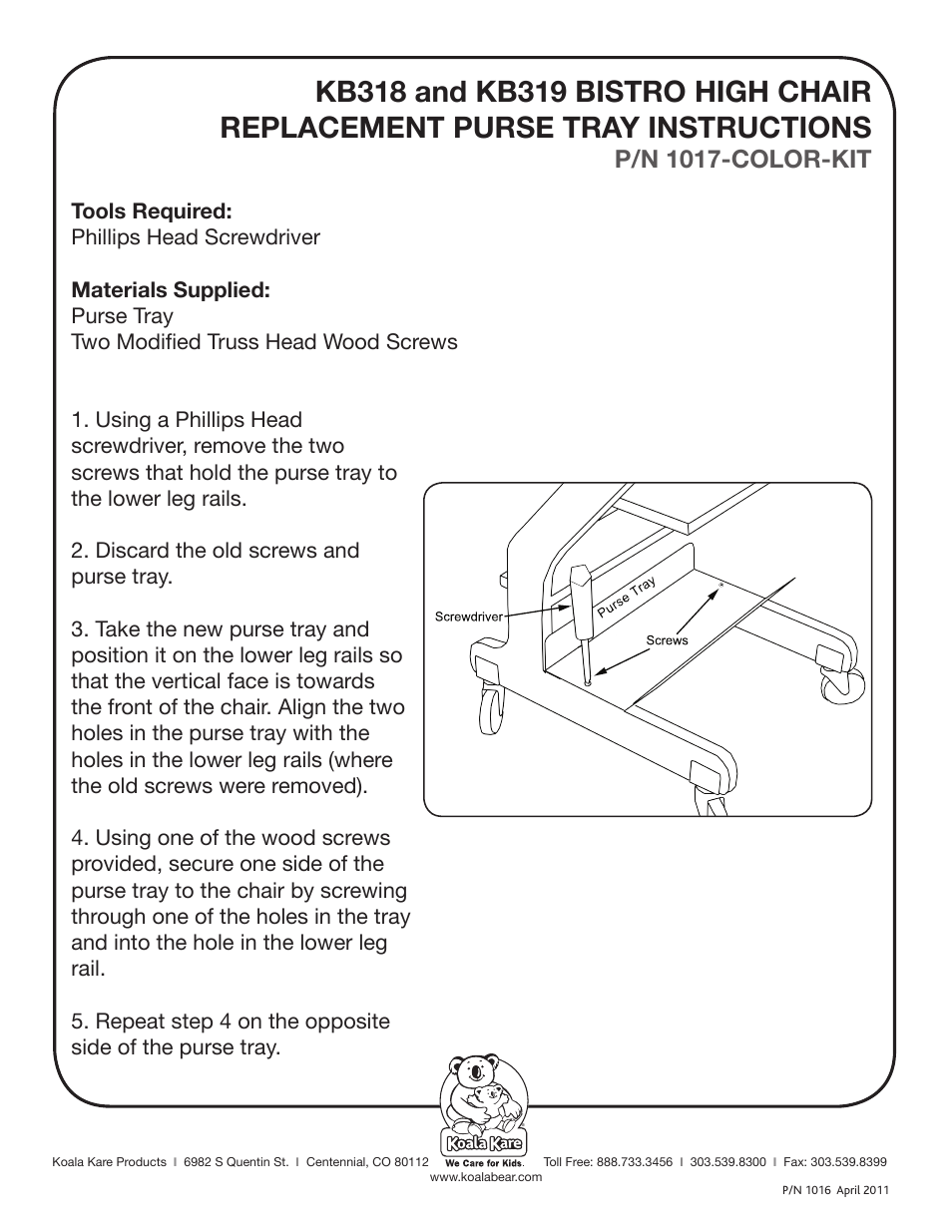 Koala Kare 1017-COLOR-KIT User Manual | 1 page