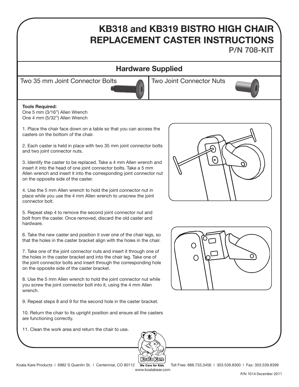 Koala Kare 708-KIT User Manual | 1 page
