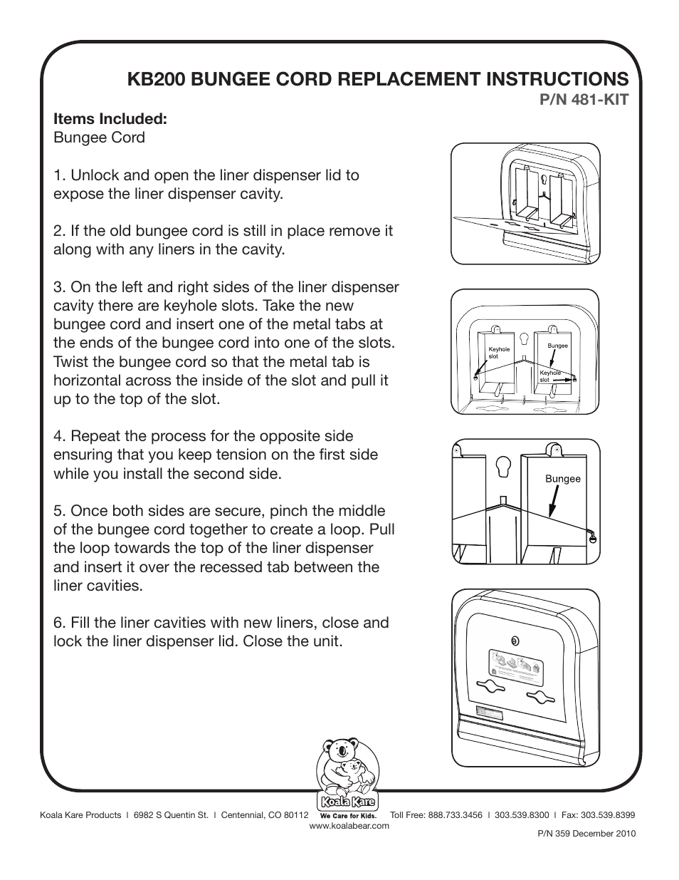 Koala Kare 481-KIT User Manual | 1 page