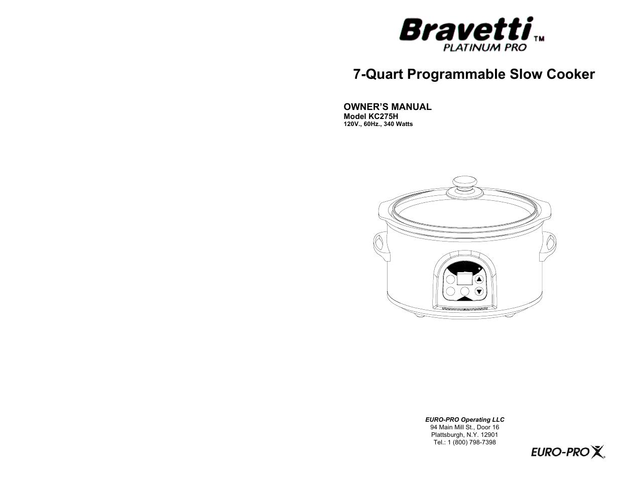 Bravetti KC275H User Manual | 8 pages