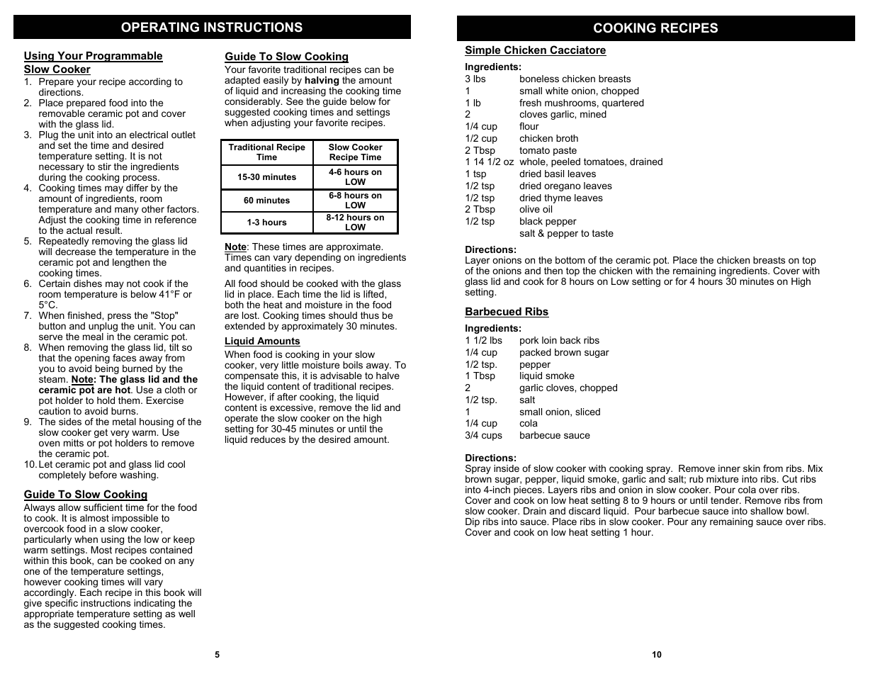 Operating instructions cooking recipes | Bravetti KC275H User Manual | Page 6 / 8