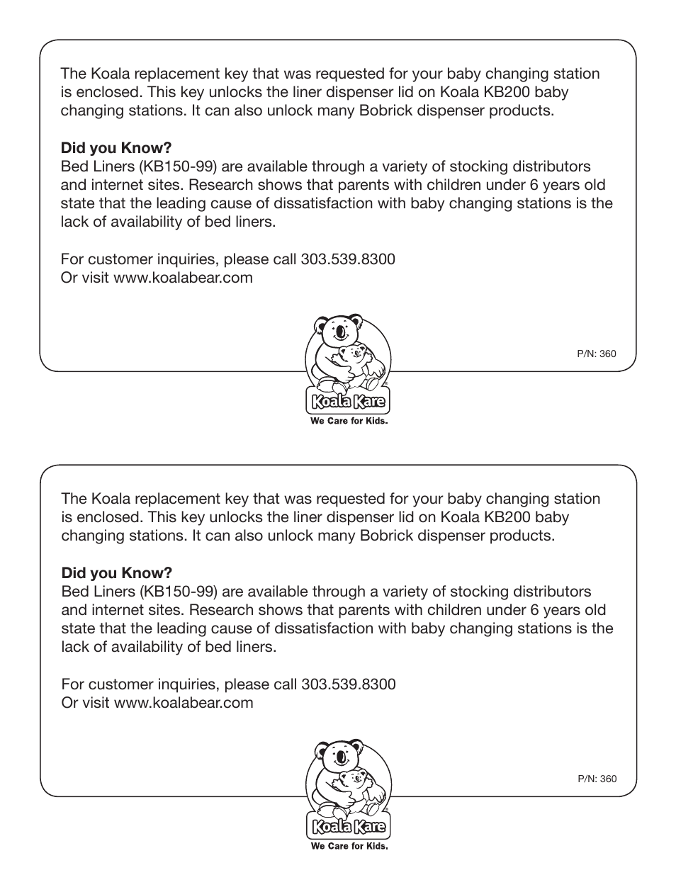 Koala Kare 492-KIT User Manual | 1 page