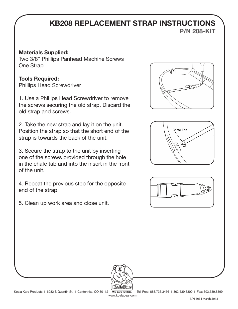 Koala Kare 208-KIT User Manual | 1 page