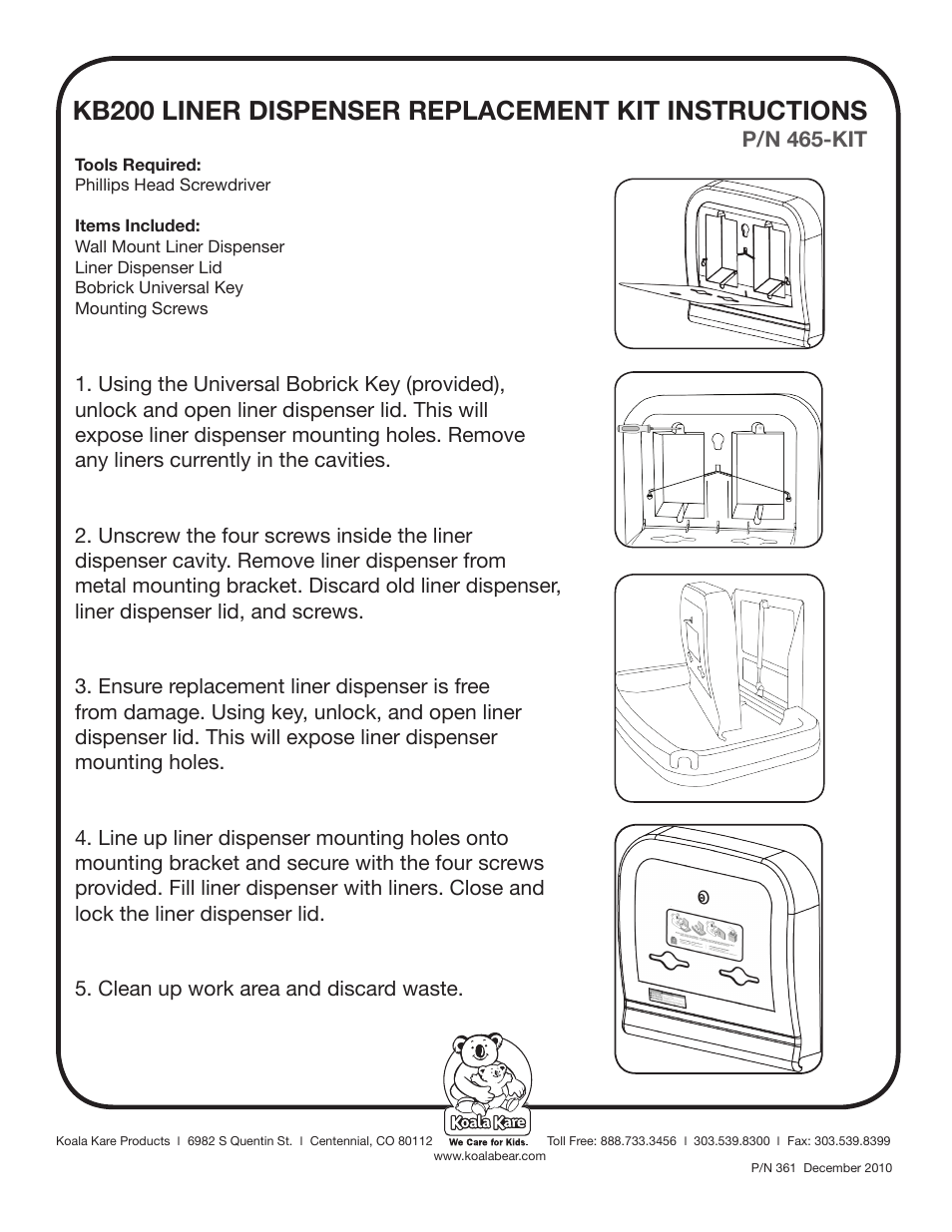 Koala Kare 465-KIT User Manual | 4 pages