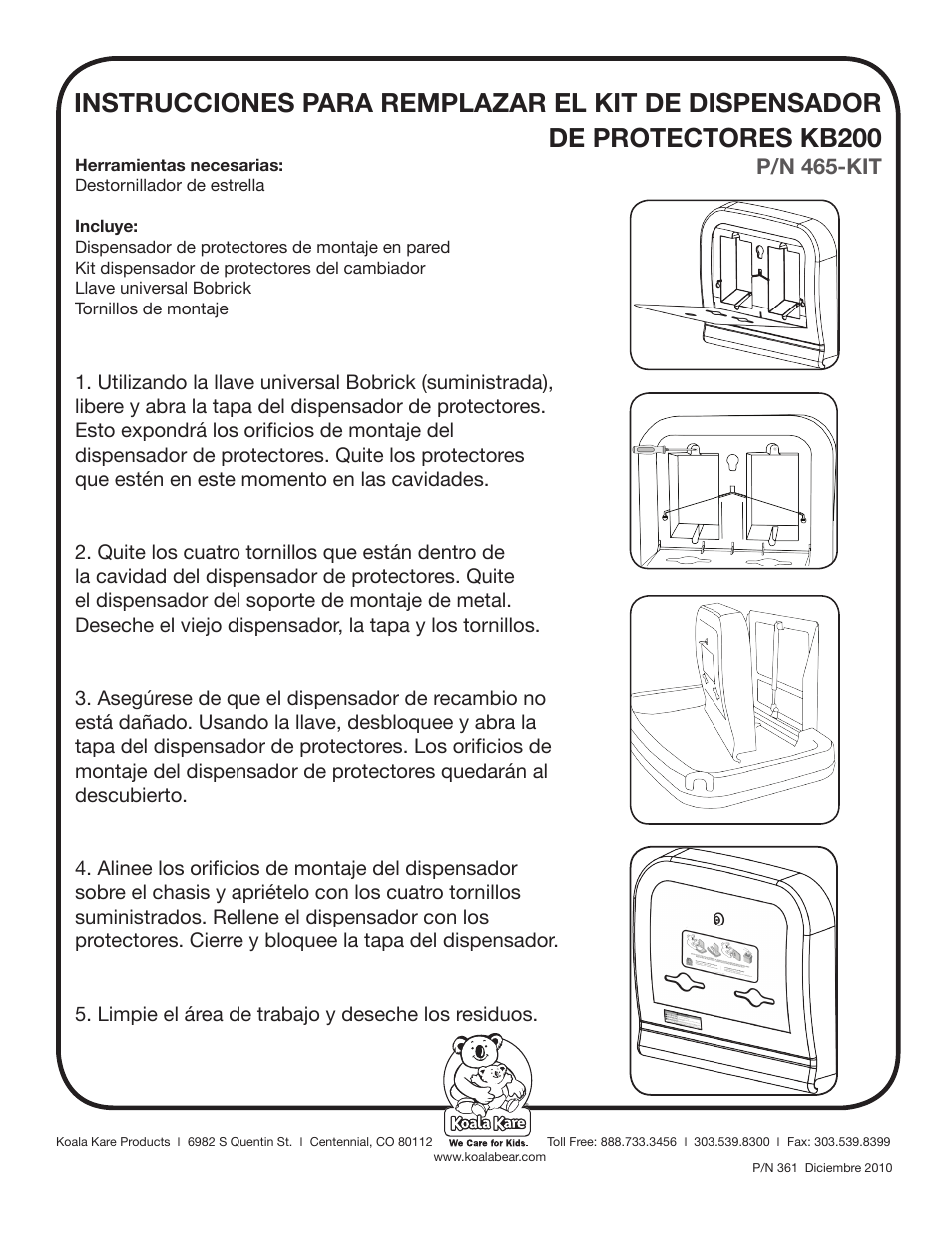 P/n 465-kit | Koala Kare 465-KIT User Manual | Page 2 / 4