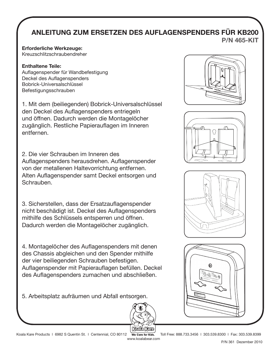 P/n 465-kit | Koala Kare 465-KIT User Manual | Page 4 / 4
