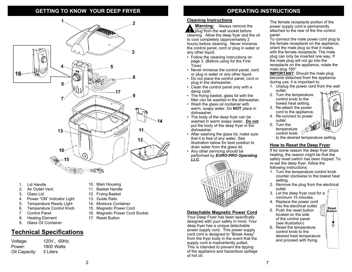 Technical specifications | Bravetti GLASS DEEP FRYER K4305H User Manual | Page 4 / 6