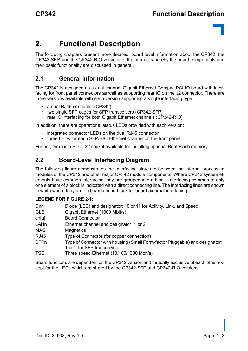 Functional description, 1 general information, 2 board-level interfacing diagram | Functional description - 3, Cp342 functional description | Kontron CP342 User Manual | Page 31 / 52