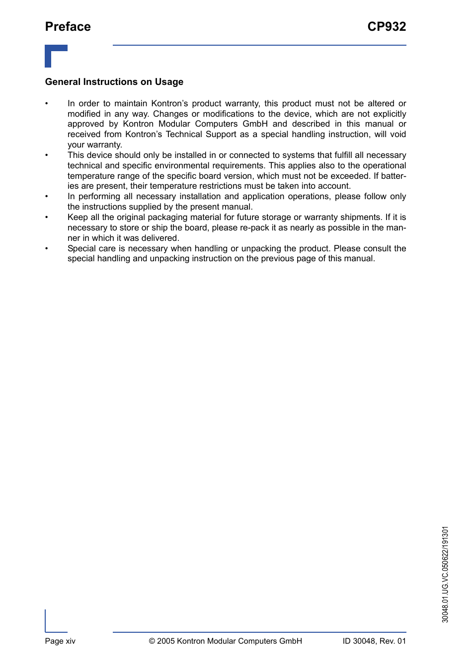 General instructions on usage, Preface cp932 | Kontron CP932 User Manual | Page 14 / 52