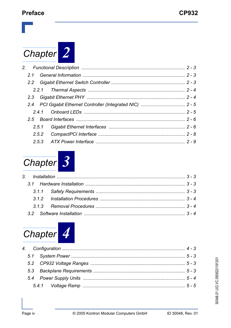 Chapter | Kontron CP932 User Manual | Page 4 / 52