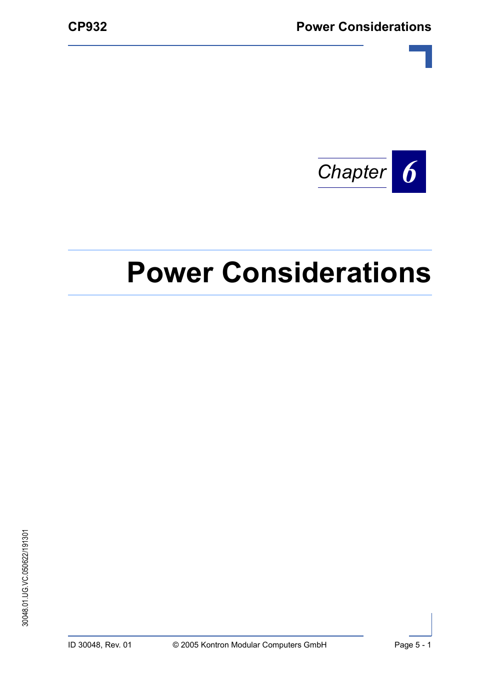 Power considerations, Chapter | Kontron CP932 User Manual | Page 45 / 52