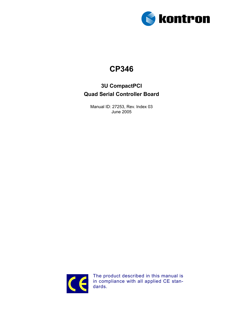 Kontron CP346 User Manual | 72 pages